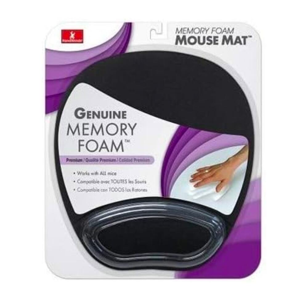 Memory Foam Mouse Mat with Wrist Rest- Black